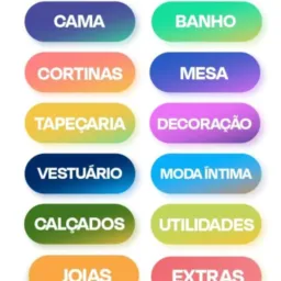 Cama, mesa, banho, cortinas, decoração, tapeçaria,moda íntima, brinquedos. Semi Jóias 18k 🧸👕👙🧼🚿🧸🛴🥂