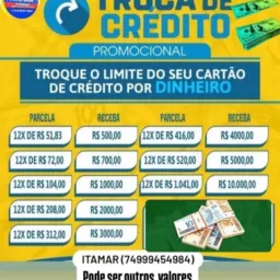 💶💰EMPRÉSTIMO COM CARTÃO CRÉDITO/ RECEBA NO PIX,melhor da região,Qualquer cidade 💶