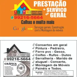 Sou prestador de serviço faz tudo Construção civil e gráfica em geral em toda Goiânia