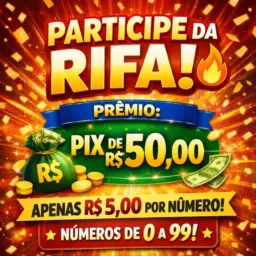 Rifa prêmio 50 reais no pix ganhado