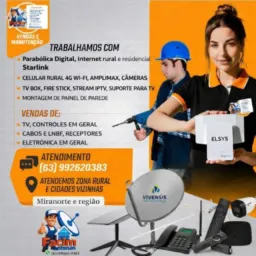 FACIM ANTENAS PLANOS DE INTERNET RESIDENCIAL E RURAL E STARLINK PLANOS DE CHIP ILIMITADO.