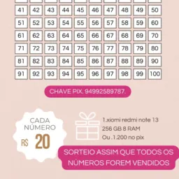 Rifa xiomi redmi note 13 ou 1.200 no pix
