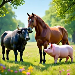 Equinos, bovinos e suínos