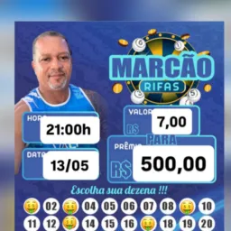 Rifa diária $7,00 pra $500,00 reais em prêmios