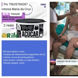 Rifa beneficente todos em prol do Lucas sua ajuda faz a diferença