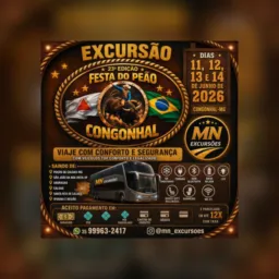 Excursão para a 23ª edição da festa do peão de Congonhal dias 11, 12, 13 e 14 de junho de 2026