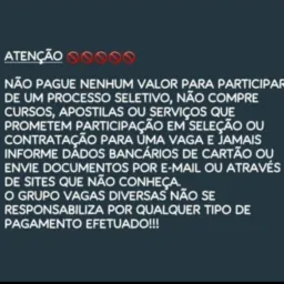 DIVERSAS VAGAS 👷🏾🧑🏾‍🔧🧑🏾‍🏭🧑🏾‍💻
