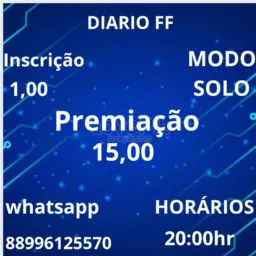 🚀DIÁRIO FF SOLO INSCRIÇÃO 1,00 PREMIAÇÃO 15,00🏆🚀