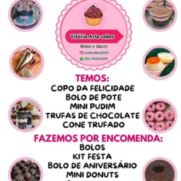 Copo da felicidade, potes, trufas,cone trufado,pudim, bolos, grupo do paraipaba