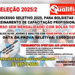 PROCESSO SELETIVO GRATUITO ORIXIMINA 2025