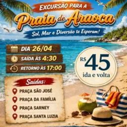 Excursão pra praia 🏖️ de araoca 15/03/2026 🍀🏖️💯