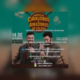 Excursão para o desfile de cavaleiros e Amazonas de CALDAS-MG dia 14 de setembro de 2025, domingo.