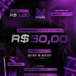 COLISEU CUP / PRE INSCRIÇÃO 4x4 🟣⚫️