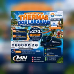 Excursão para o thermas dos laranjais em Olímpia-sp com ingresso incluso dia 13 de maio de 2026