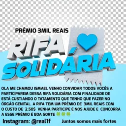 Rifa solidária juntos somos mais fortes Prêmio 3mil reais