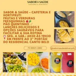 Sabor & saúde, Padaria ,☕🍰Hortifruti 🍓🥗,Temos frutas sopas, caldos, Bolos , Pães 🚫 glúten 🚫 lactose
