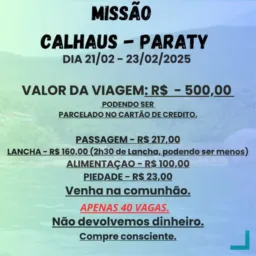 Oficial Viagens 2025 ILHA (Fevereiro Calhaus - Paraty - RJ)
