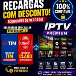 RECARGAS COM DESCONTO TIM E CLARO + IPTV