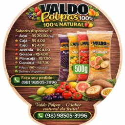 VALDO POLPAS, 💯 % natural da fruta 🍍🍒🍎🍊