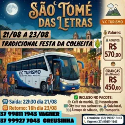 Bora para a maior festa de São Tomé das Letras tradicional festa da colheita dia 21/08 a 23/08 :