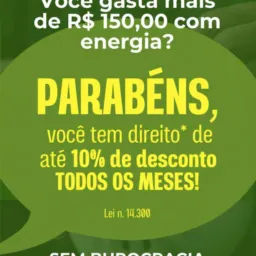 Desconto de 10% na conta de energia