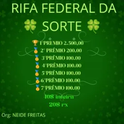 🍀 FEDERAL 40$ PARA 3.200 ..7 ganhadores 🙌🍀 🍀