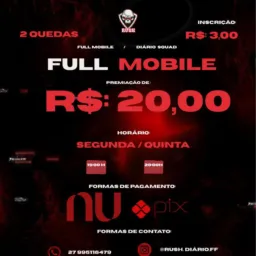 DIÁRIO RUSH. / PRÉ INSCRIÇÃO. SQUAD