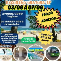 Grupo relacionado a viagem para Ubatuba sp dia 03/ 06 /26  a 07/06/26