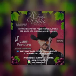 Excursão para a 58ª festa do vinho de andradas-mg dias 18, 19, 25, 26 e 27 de julho de 2025.