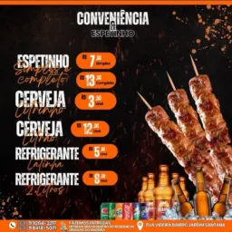 Ad salgado e sucos mamitax a noite  Espetinho de carne,frango ,Toscana, peixe calabresa cerveja refr