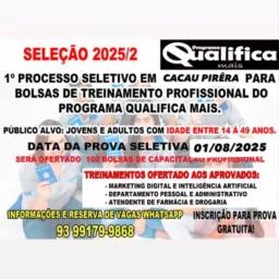 PROCESSO SELETIVO DE BOLSAS DE CAPACITAÇÃO PROFISSIONAL CACAU PIRERA