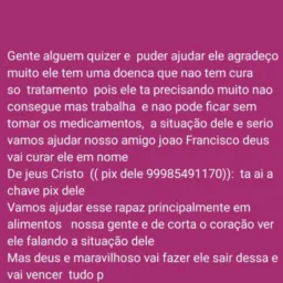 Em prol da saúde de João Francisco