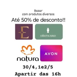 Grupo da ANIVAIR com produtos MARY KAY, NATURA E O BOTICÁRIO
