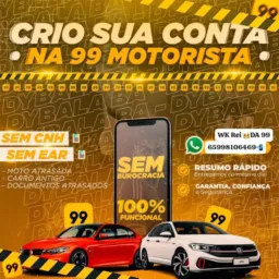 CONTA 99 MOTORISTA NA SUA FACIAL SEU NOME MOTO🏍️ 300$ CARRO 🚘350$