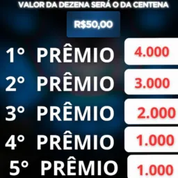 Rifa da sorte 11 mil Reais em prêmios