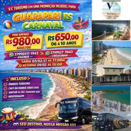 Excursão para Guarapari ES praia do Morro CARNAVAL 05/02 a 09/02