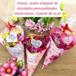 Cones, caixas e tals Lembrancinhas personalizadas da Fabi. 🌻💗🌺